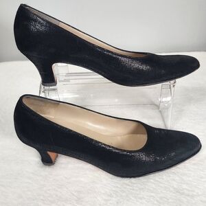 Vintage Salvatore Ferragamo Elegant Black dotted Suede Heels Size 7A